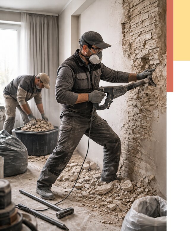 Демонтаж декоративного камня в Нижнем Тагиле от 1509 руб/м² — быстро и недорого | ОТДЕЛОЧНИК-Нжн