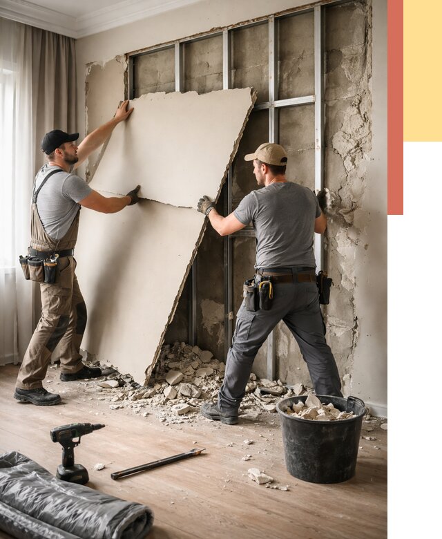 Демонтаж гипсокартона со стен в Нижнем Тагиле от 364 руб. — услуги демонтажа | ОТДЕЛОЧНИК-Нжн