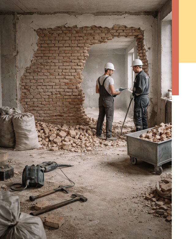 Демонтаж кирпичных стен в Нижнем Тагиле от 4372 руб. — быстро, недорого, под ключ | ОТДЕЛОЧНИК-Нжн