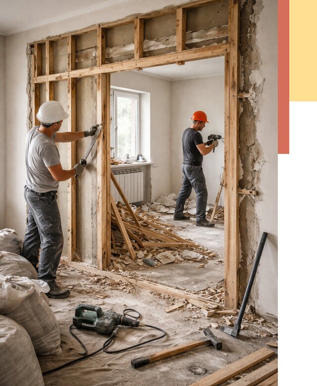 Демонтаж деревянных перегородок в Нижнем Тагиле от 3331 руб. — быстро и недорого | ОТДЕЛОЧНИК-Нжн