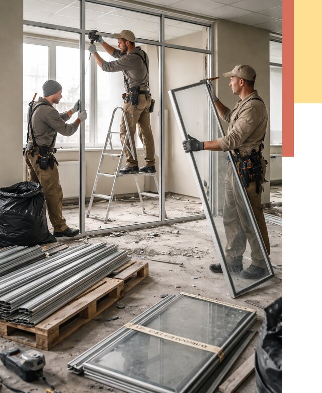 Демонтаж алюминиевых перегородок в Нижнем Тагиле от 4372 руб. — быстро и недорого | ОТДЕЛОЧНИК-Нжн