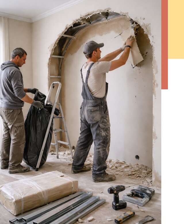 Демонтаж арки из гипсокартона в Нижнем Тагиле от 3643 руб. — услуги под ключ | ОТДЕЛОЧНИК-Нжн