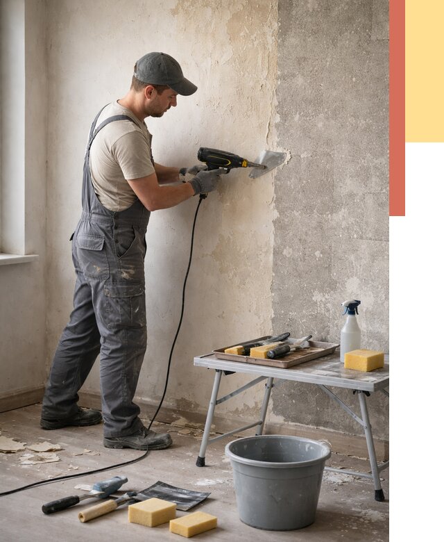 Очистка стен от клея в Нижнем Тагиле от 1926 руб. — снятие и удаление клея со стен | ОТДЕЛОЧНИК-Нжн