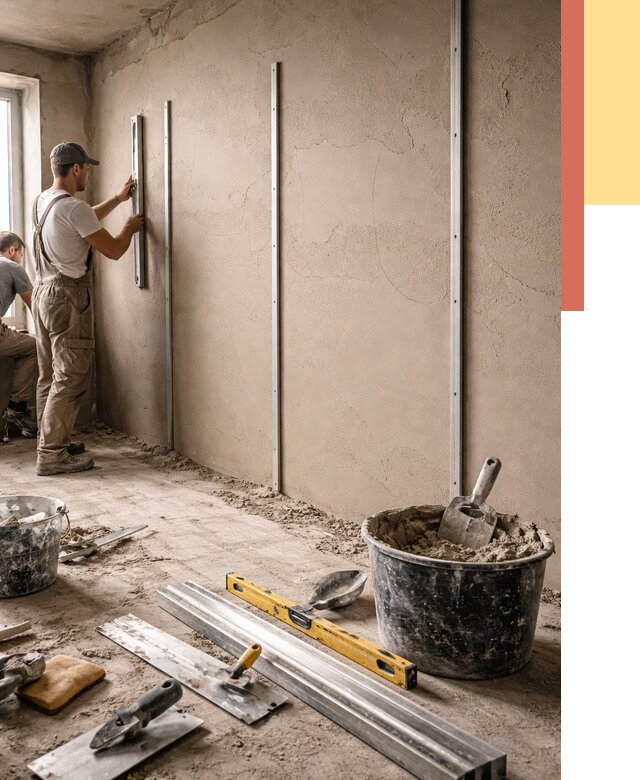 Штукатурка стен по маякам в Нижнем Тагиле от 5725 руб./м² — выравнивание под ключ | ОТДЕЛОЧНИК-Нжн