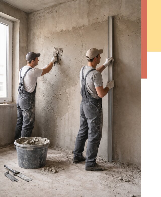 Штукатурка бетонных стен в Нижнем Тагиле от 4684 руб/м² — качественно и быстро | ОТДЕЛОЧНИК-Нжн