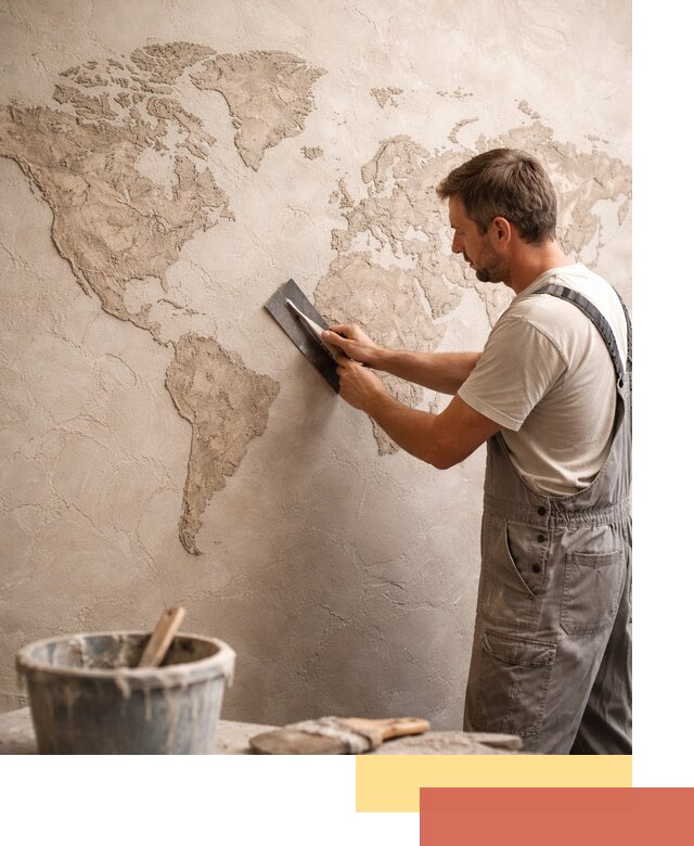 Декоративная штукатурка «Карта мира» под ключ в Нижнем Тагиле