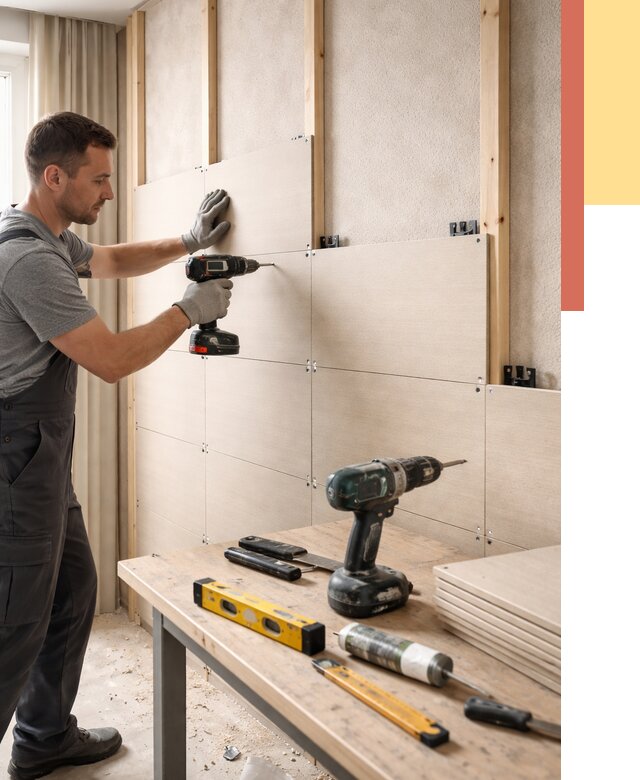 Монтаж МДФ панелей на стены в Нижнем Тагиле от 1301 руб. под ключ | ОТДЕЛОЧНИК-Нжн