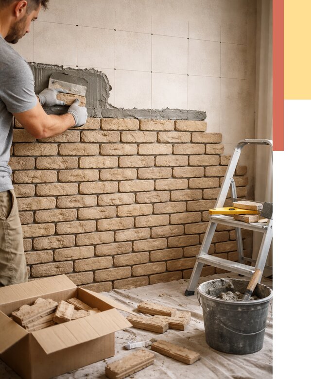 Монтаж декоративного кирпича в Нижнем Тагиле от 3331 руб./м² — быстро и недорого | ОТДЕЛОЧНИК-Нжн