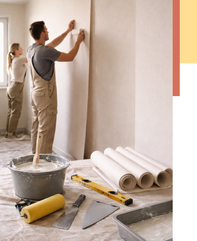 Поклейка бумажных обоев в Нижнем Тагиле от 5725 руб./м2 — быстро и недорого | ОТДЕЛОЧНИК-Нжн