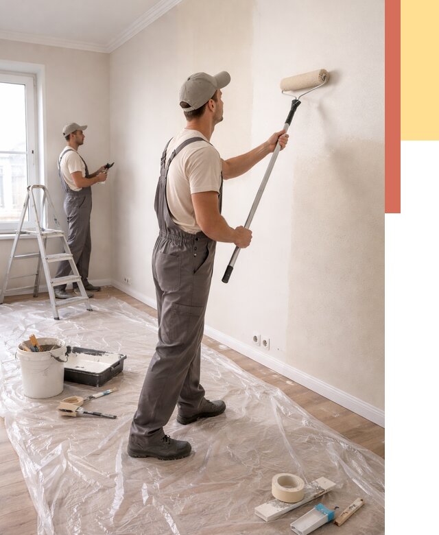 Покраска стен акриловой краской в Нижнем Тагиле от 3643 руб./м² — быстро и недорого | ОТДЕЛОЧНИК-Нжн