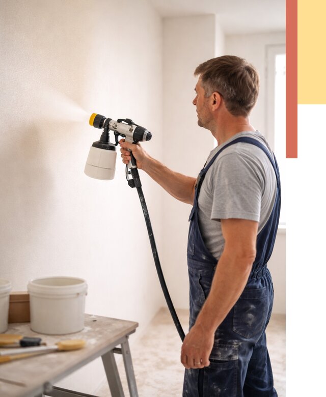 Покраска стен краскопультом в Нижнем Тагиле от 7807 руб. — механизированная покраска | ОТДЕЛОЧНИК-Нжн