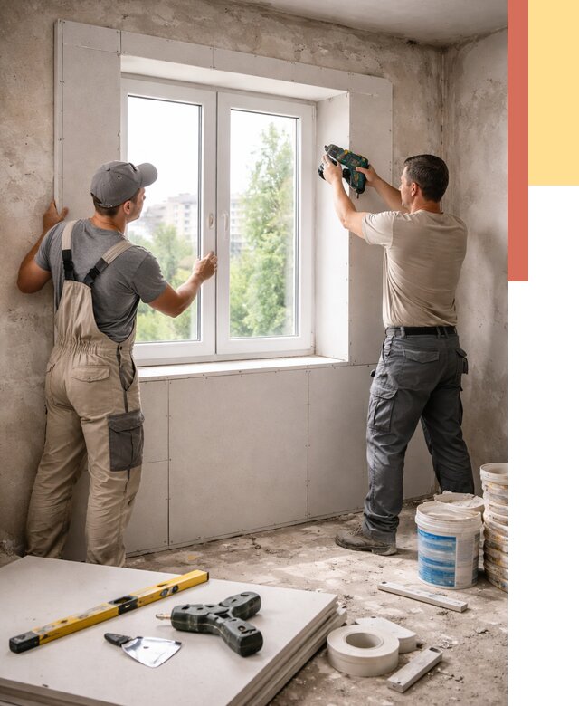 Монтаж откосов из гипсокартона в Нижнем Тагиле от 4684 руб. под ключ | ОТДЕЛОЧНИК-Нжн