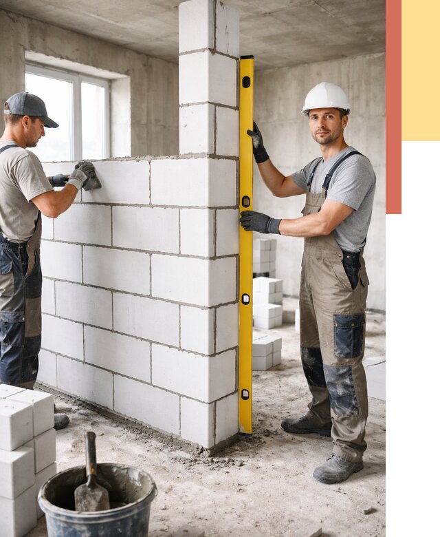 Кладка перегородок из пеноблока в Нижнем Тагиле от 1874 руб. под ключ | ОТДЕЛОЧНИК-Нжн