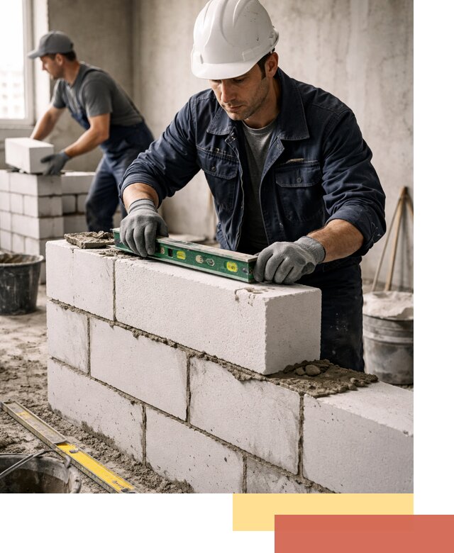 Кладка перегородок из пеноблока под ключ в Нижнем Тагиле