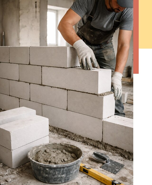 Кладка перегородок из силикатного блока в Нижнем Тагиле от 4164 руб. под ключ | ОТДЕЛОЧНИК-Нжн