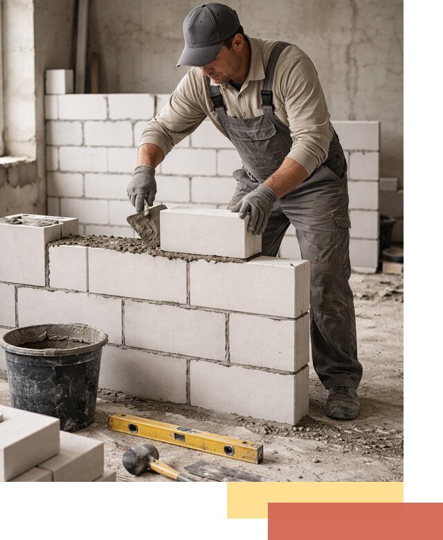 Кладка перегородок из силикатного блока в Нижнем Тагиле