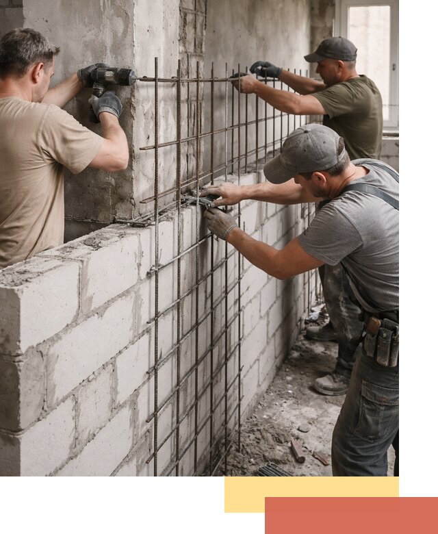 Армирование кладки перегородок в Нижнем Тагиле профессионально и надёжно