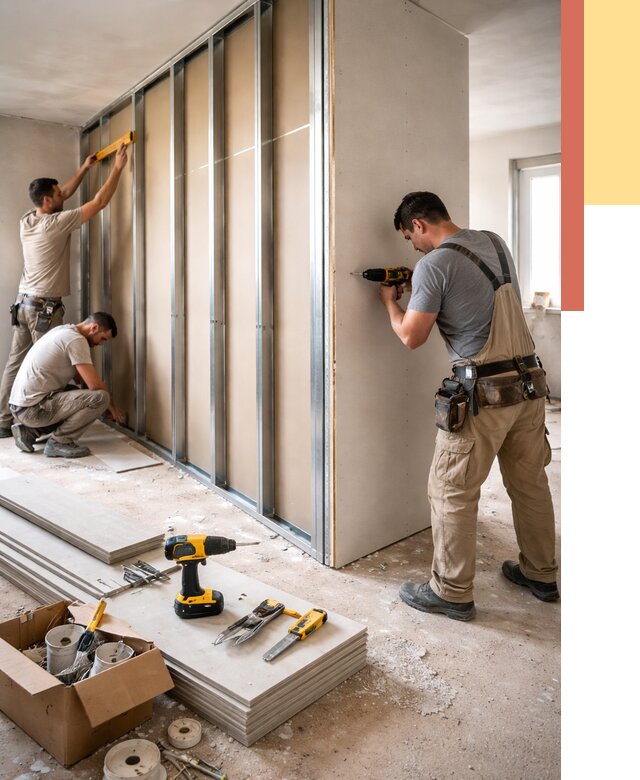 Монтаж однослойной перегородки из гипсокартона в Нижнем Тагиле от 677 руб. | ОТДЕЛОЧНИК-Нжн