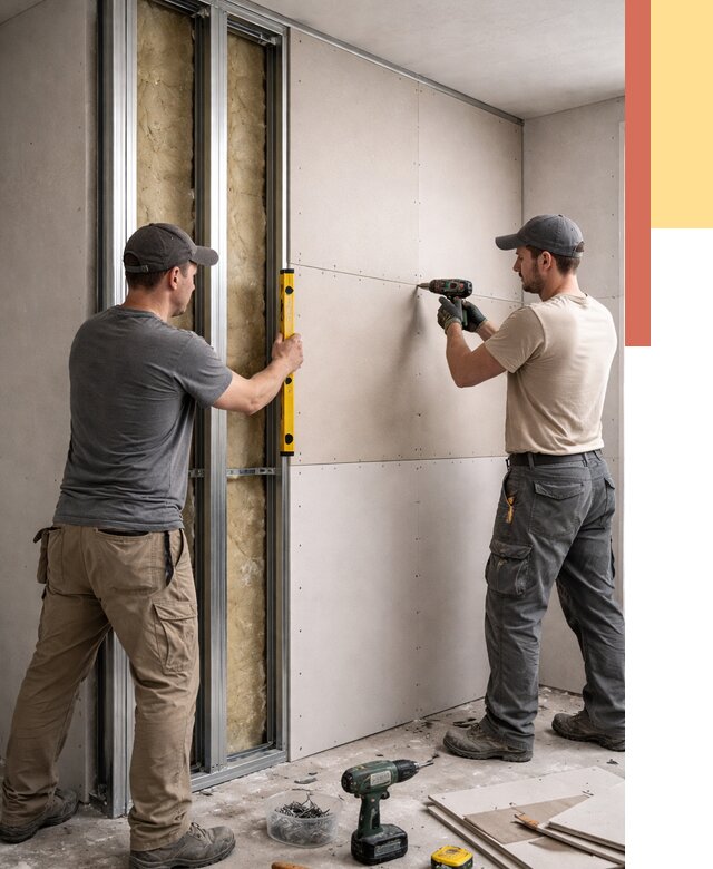 Монтаж двухслойной перегородки из гипсокартона в Нижнем Тагиле от 1509 руб. | ОТДЕЛОЧНИК-Нжн