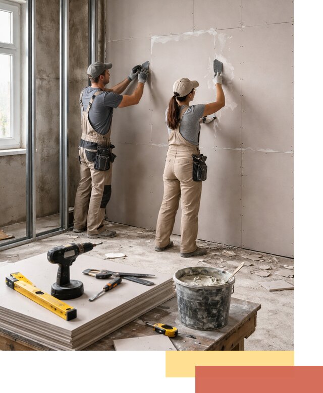 Монтаж двухслойной перегородки из гипсокартона в Нижнем Тагиле