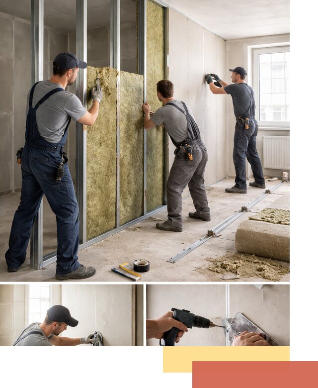 Перегородка из гипсокартона с шумоизоляцией в Нижнем Тагиле — монтаж под ключ