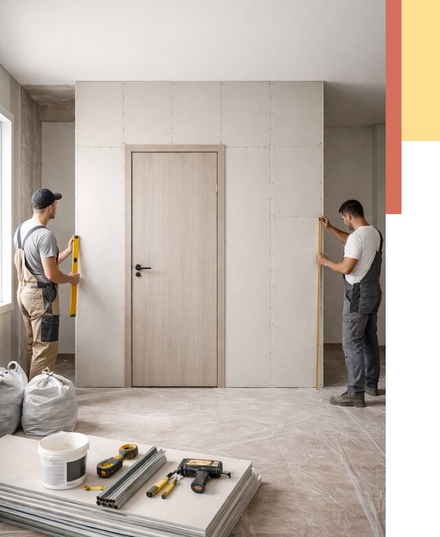 Перегородка из гипсокартона с дверью в Нижнем Тагиле от 4684 руб. под ключ | ОТДЕЛОЧНИК-Нжн