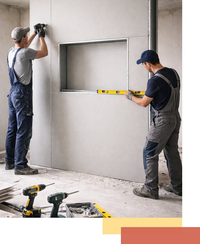 Перегородка из гипсокартона с нишей под декор в Нижнем Тагиле