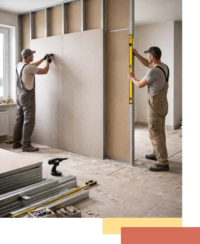 Зонирующая перегородка из гипсокартона под ключ в Нижнем Тагиле