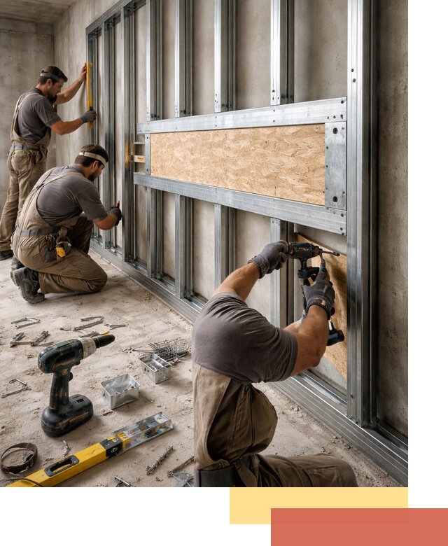 Усиленная перегородка для крепления тяжёлых конструкций в Нижнем Тагиле