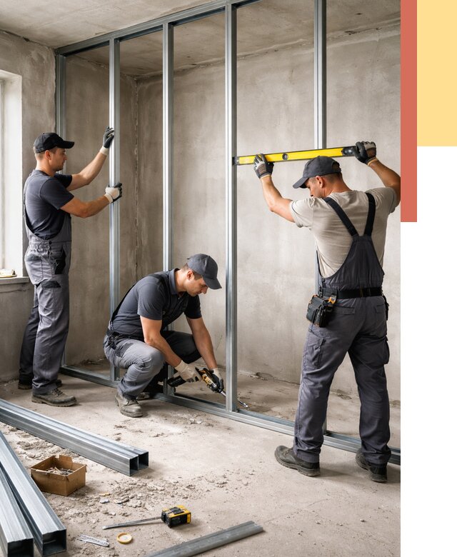 Монтаж каркаса перегородки из профиля в Нижнем Тагиле от 781 руб. | ОТДЕЛОЧНИК-Нжн