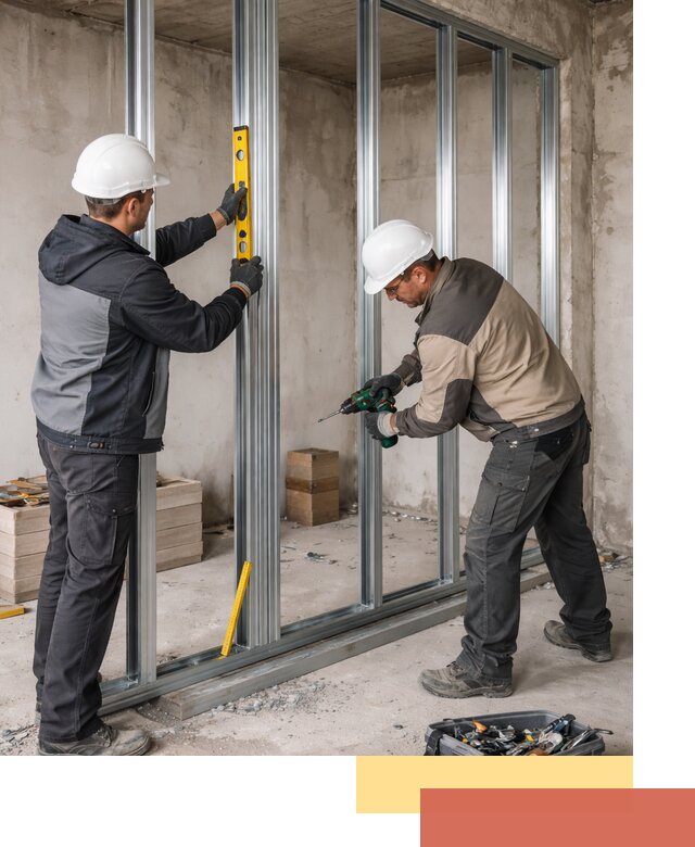 Монтаж каркаса перегородки из профиля в Нижнем Тагиле