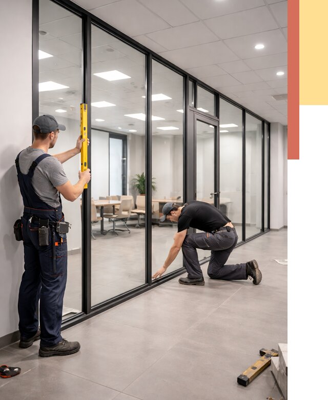 Каркасные стеклянные перегородки в Нижнем Тагиле под ключ от 9576 руб. | ОТДЕЛОЧНИК-Нжн