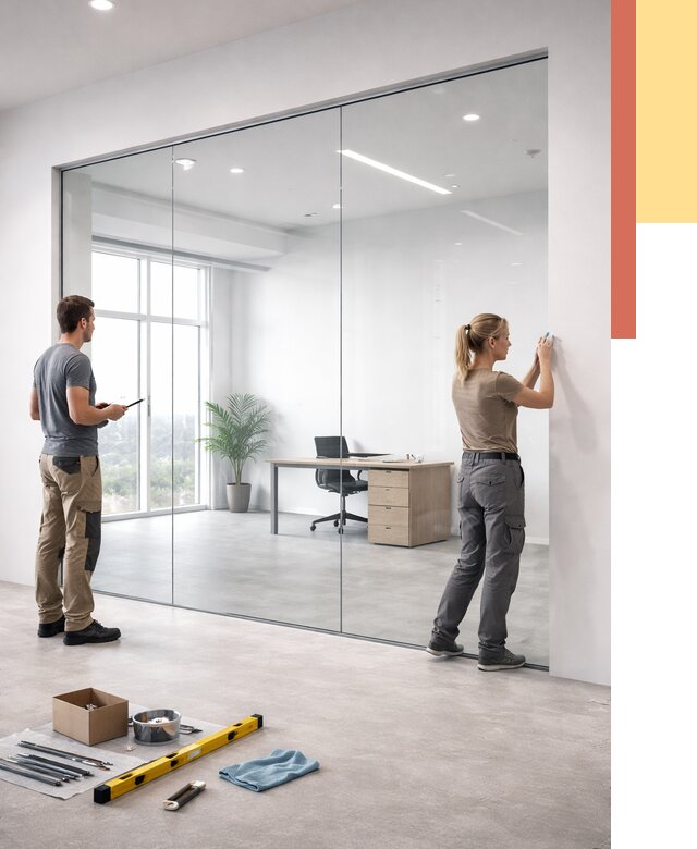 Перегородки из закаленного стекла в Нижнем Тагиле от 9889 руб. под ключ | ОТДЕЛОЧНИК-Нжн