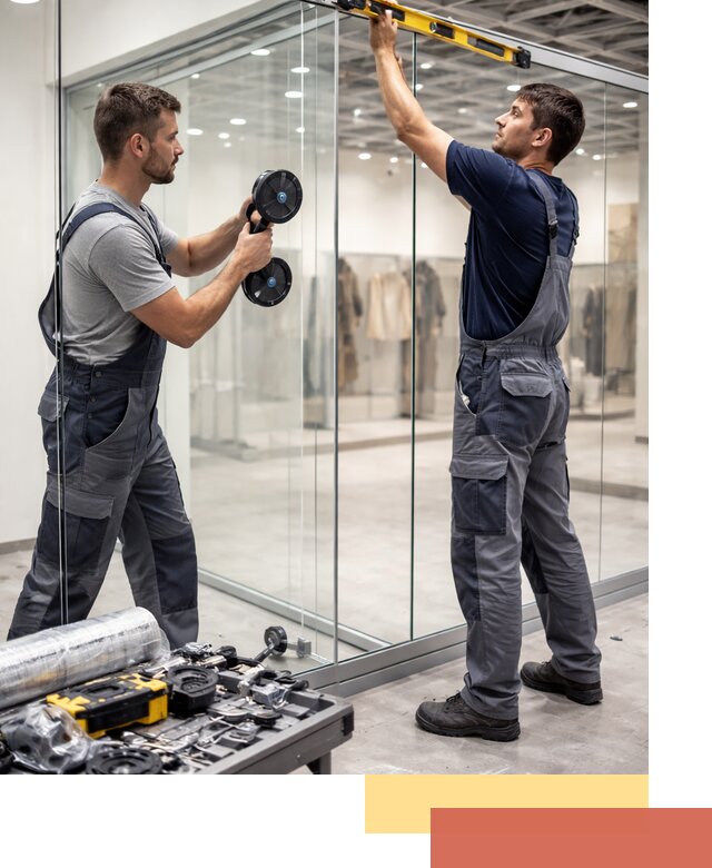 Стеклянные перегородки для магазинов в Нижнем Тагиле — монтаж и установка