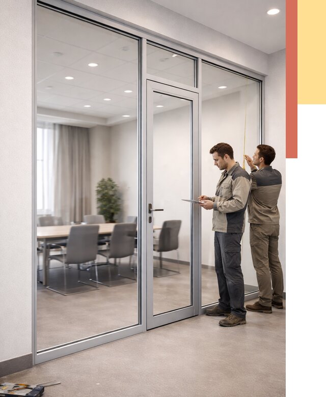 Установка и монтаж алюминиевых перегородок со стеклом в Нижнем Тагиле от 8535 руб. | ОТДЕЛОЧНИК-Нжн