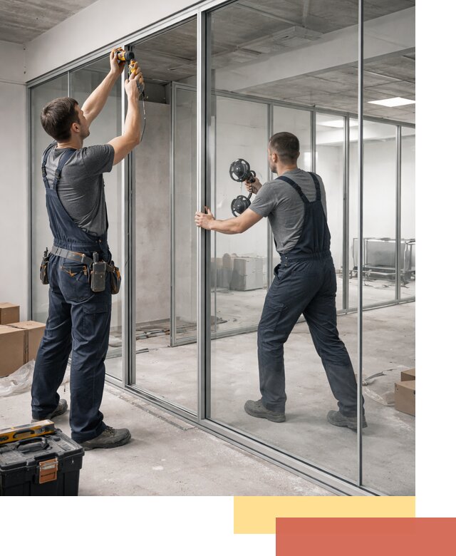 Алюминиевые перегородки со стеклом в Нижнем Тагиле — изготовление и монтаж