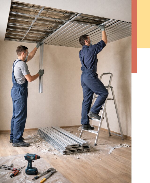 Демонтаж реечного потолка в Нижнем Тагиле от 4684 руб. быстро и недорого | ОТДЕЛОЧНИК-Нжн