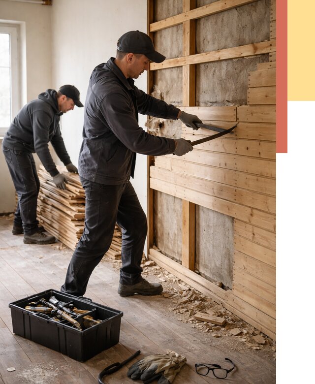 Демонтаж вагонки в Нижнем Тагиле от 3955 руб/м2 — быстро и недорого | ОТДЕЛОЧНИК-Нжн