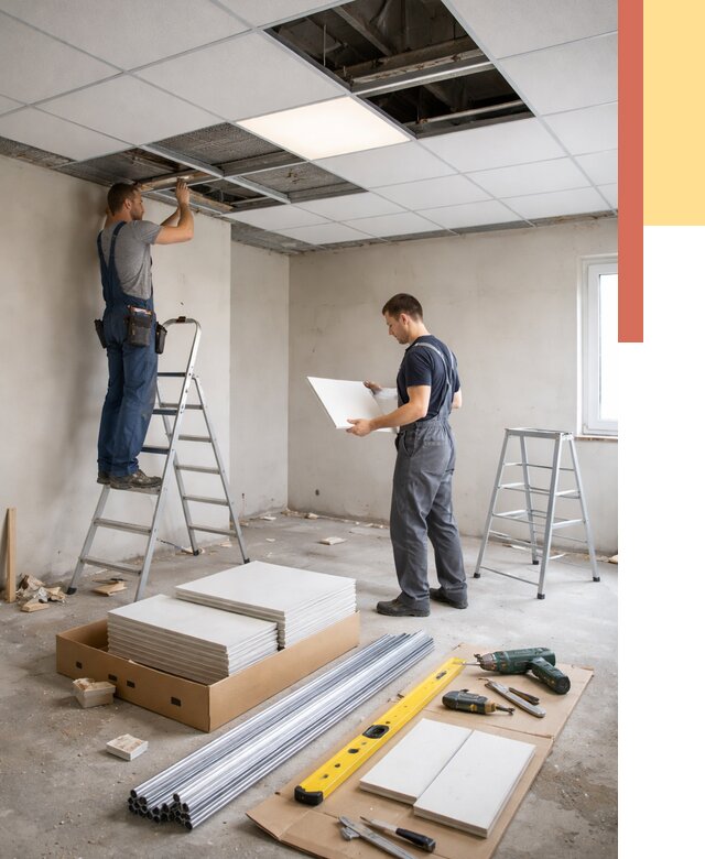 Монтаж потолка армстронг в Нижнем Тагиле от 4684 руб/м2 — быстрая установка под ключ | ОТДЕЛОЧНИК-Нжн