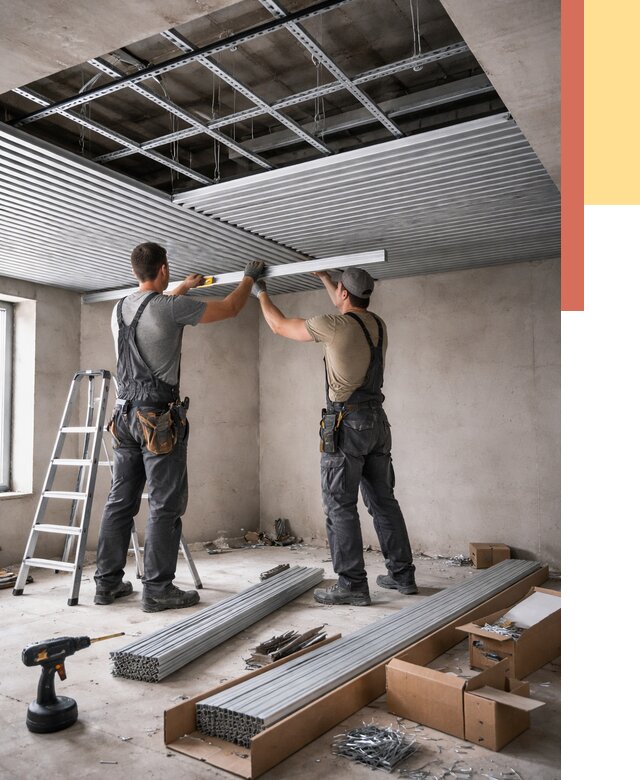 Монтаж реечного потолка в Нижнем Тагиле от 4684 руб. под ключ | ОТДЕЛОЧНИК-Нжн