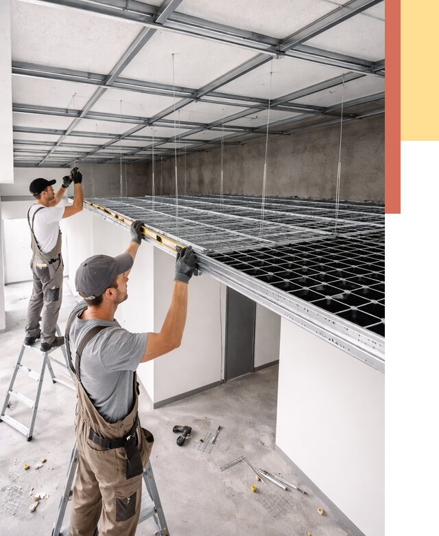 Монтаж потолка грильято в Нижнем Тагиле от 468 руб./м² — быстрая сборка под ключ | ОТДЕЛОЧНИК-Нжн