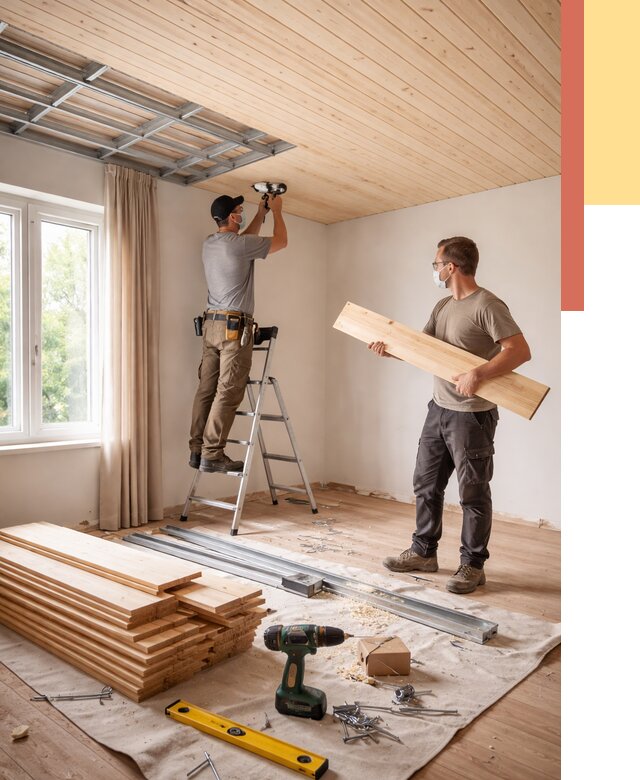 Монтаж потолка из вагонки в Нижнем Тагиле от 6766 руб. | Быстро и недорого — ОТДЕЛОЧНИК-Нжн