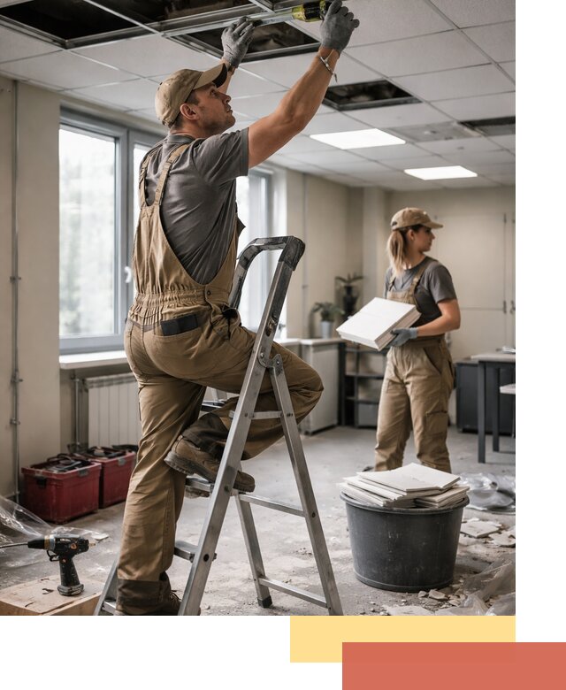 Ремонт потолка Армстронг и замена плит в Нижнем Тагиле