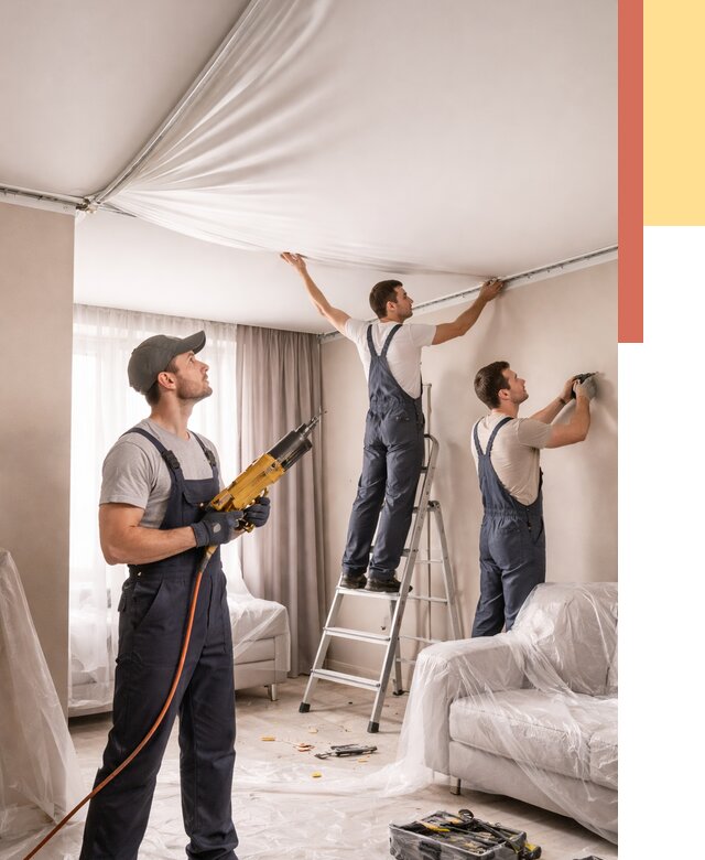 Установка натяжного потолка в Нижнем Тагиле от 4684 руб. | Быстро и недорого — ОТДЕЛОЧНИК-Нжн