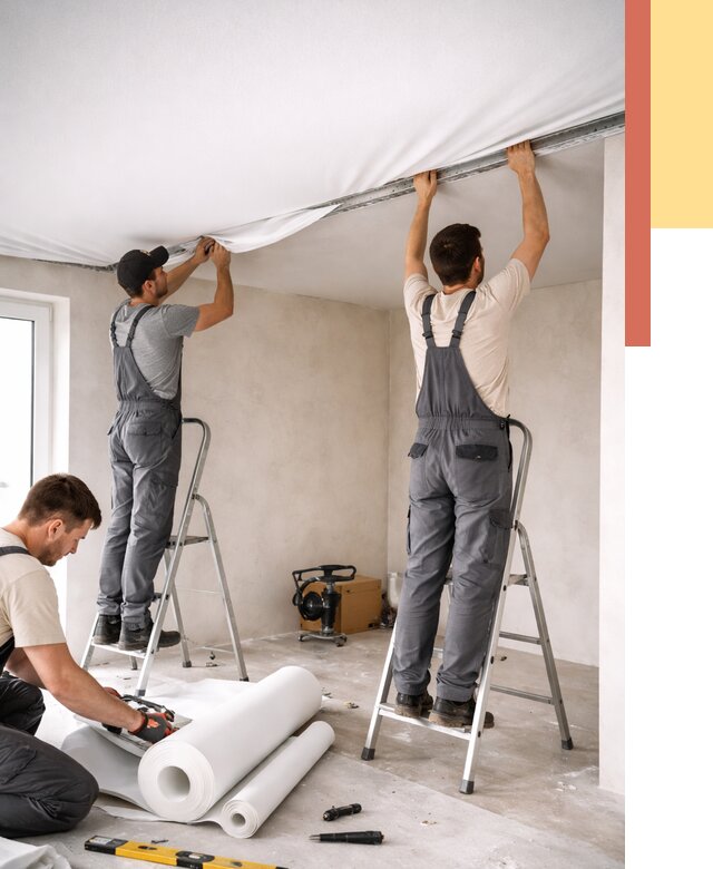 Монтаж тканевого натяжного потолка в Нижнем Тагиле от 3643 руб. под ключ | ОТДЕЛОЧНИК-Нжн