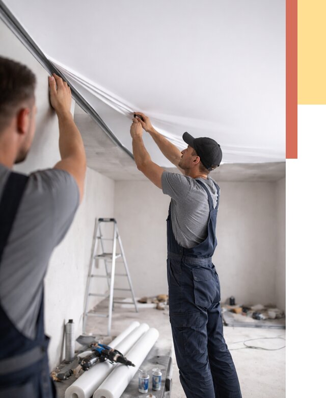 Монтаж матового натяжного потолка в Нижнем Тагиле от 4684 руб./м² — быстро и недорого | ОТДЕЛОЧНИК-Нжн