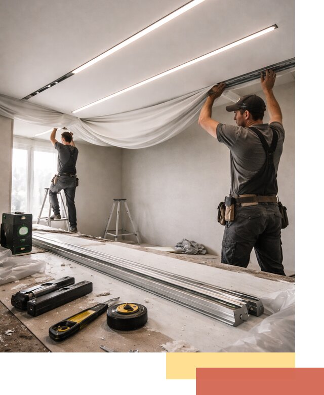 Монтаж натяжных потолков со световыми линиями в Нижнем Тагиле