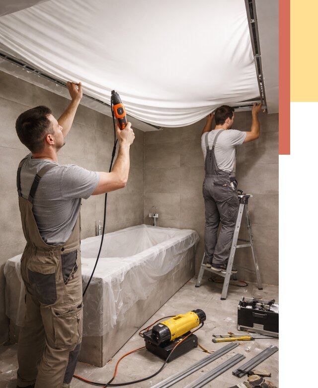 Монтаж натяжного потолка в ванной в Нижнем Тагиле от 1249 руб. под ключ | ОТДЕЛОЧНИК-Нжн