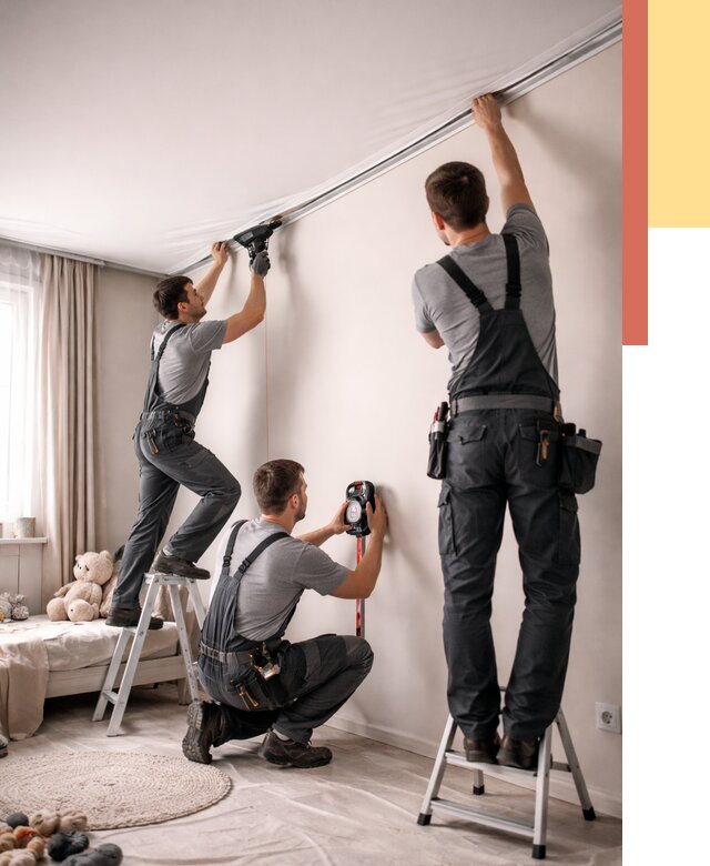 Монтаж натяжного потолка в детской в Нижнем Тагиле от 3643 руб. — быстро и недорого | ОТДЕЛОЧНИК-Нжн