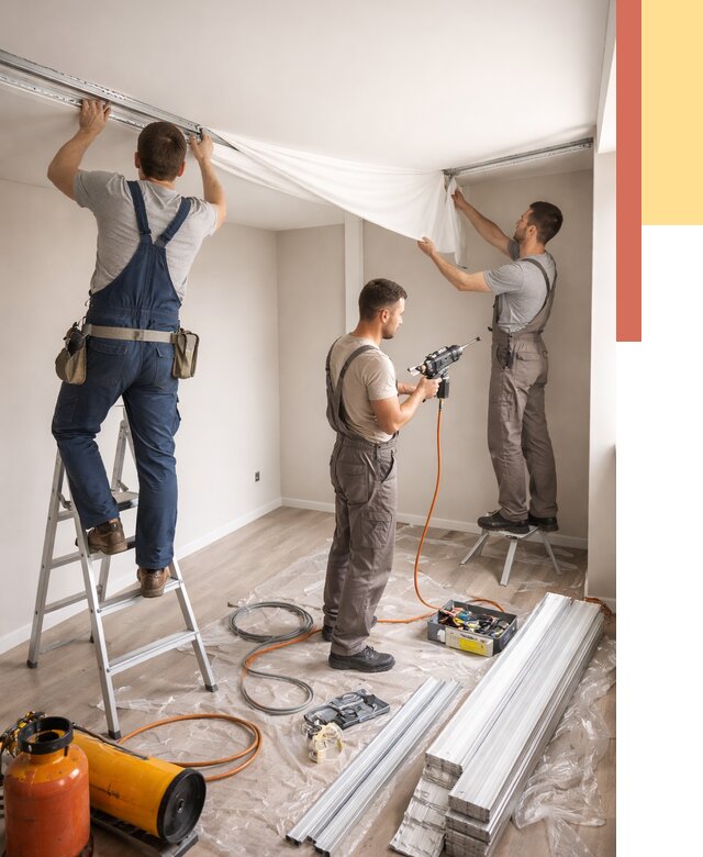 Монтаж натяжного потолка в студии в Нижнем Тагиле от 5725 руб. — быстро и недорого | ОТДЕЛОЧНИК-Нжн